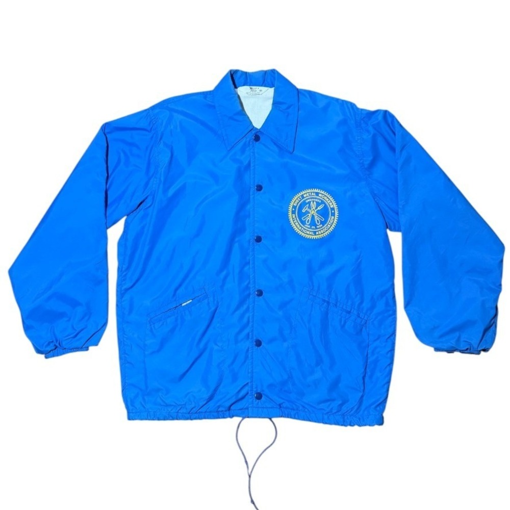 Vintage 80s Sheet Metal Workers Local Union 268 Coaches Snap Button Nylon Jacket